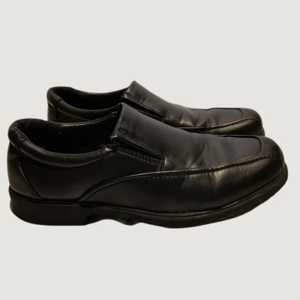 George Loafers Men 10 Black Good Slip On Square Toe Dress Shoes Business Casual